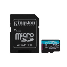 Kingston paměťová karta 512GB microSDXC Canvas Go Plus Gen4 A2 U3 V30 Card + ADP