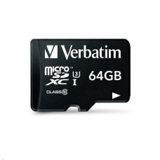 VERBATIM MicroSDXC karta 64GB Pro, U3 + adaptér