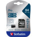 VERBATIM MicroSDXC karta 64GB Pro, U3 + adaptér