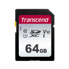 Transcend 64GB SDXC 300S (Class 10) UHS-I U1 V10 paměťová karta, 100MB/s R, 20 MB/s W