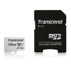 Transcend 128GB microSDXC 300S UHS-I U3 V30 A1 3D TLC (Class 10) paměťová karta (s adaptérem), 95MB/s R, 40MB/s W