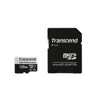 Transcend 128GB microSDXC 340S UHS-I U3 V30 A2 3D TLC (Class 10) paměťová karta (s adaptérem), 160MB/s R, 125MB/s W