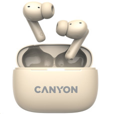 CANYON OnGo 10 ANC, TWS-10. ANC+ENC sluchátka s mikrofonem, BT V5.3 BT8922F, pouzdro 500mAh+40mAh, quick charge, béžová
