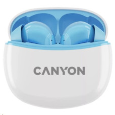 CANYON TWS-5 BT sluchátka s mikrofonem, BT V5.3 JL 6983D4, pouzdro 500mAh+40mAh až 38h, modrá