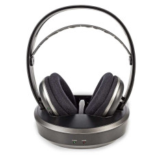 Nedis HPRF210BK - Bezdrátová Sluchátka | Rádiová Frekvence (RF) | Over-ear | Nabíjecí Základna | Černá / Stříbrná