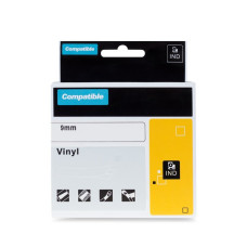 PRINTLINE kompatibilní páska s DYMO 18443, 9mm, 5.5m, černý tisk/bílý podklad, RHINO, vinylová