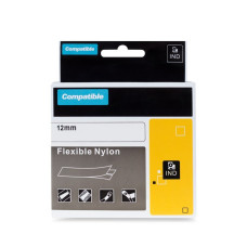 PRINTLINE kompatibilní páska s DYMO 18488, 12mm, 3.5m, černý tisk/bílý podklad, RHINO, nylonová, flexibilní