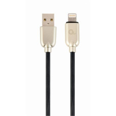 Gembird kábel nabíjací Lightning 8-pin (M) na USB 2.0 (M), prémiový, gumovo - opletený, 1 m, čierny