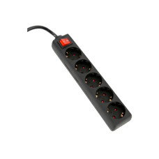 OMEGA POWER EXTENSION CORD 3,0M 16A 5 SOCKET TYPE F SCHUKO GERMAN BLACK