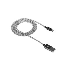 CANYON Nabíjecí kabel Lightning USB pro iPhone 5/6/7, opletený, kovový plášť, 1 metr, šedá