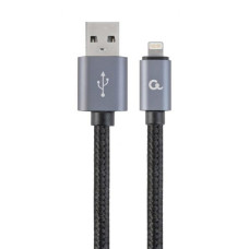 Gembird nabíjecí kabel Lightning 8-pin (M) na USB 2.0 (M), prémiový, opletený, 1.8 m, černý