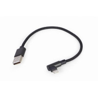 Gembird nabíjecí kabel Lightning 8-pin (M) 90° na USB 2.0 (M), 0.2 m, černý