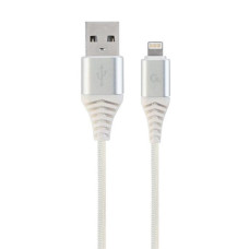 Gembird nabíjecí kabel Lightning 8-pin (M) na USB 2.0 (M), prémiový, opletený, 2 m, bílý