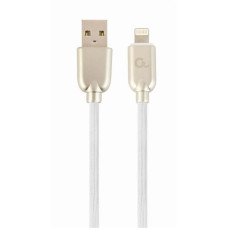 Gembird nabíjecí kabel Lightning 8-pin (M) na USB 2.0 (M), prémiový, gumovo - opletený, 2 m, bílý