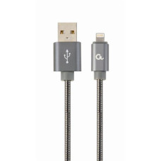 Gembird nabíjecí kabel Lightning 8-pin (M) na USB 2.0 (M), prémiový, metalicky opletený, 1 m, šedý