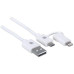 MANHATTAN i-Lynk Charge/Sync Cable, USB A to micro-USB and 8-pin, 1m (3.3 ft.) bílý/white