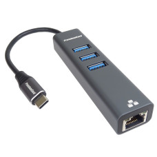 PREMIUMCORD Adaptér USB-C na Gigabit 10/100/1000Mbps + 3x USB3.0 konektor