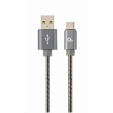 GEMBIRD Kabel USB 2.0 AM na Type-C kabel (AM/CM), 2m, metalická spirála, šedý, blister, PREMIUM QUALITY