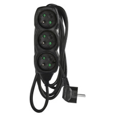 EMOS prodlužovací přívod 3z/3m, černý, 1,5mm