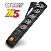 Rozvodný panel ACAR X5/3m 5x220V černý+přep.ochr.