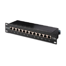 Digitus CAT 5e, patch panel třídy D, stíněný, 12 portů RJ45 8P8C, LSA, 1U, 254 mm (10 