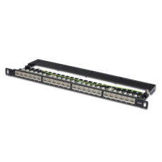 Digitus CAT 6 Patch Panel, stíněný, 24 portů RJ45 s uzávěrem, 8P8C, LSA, 0,5U, 19 