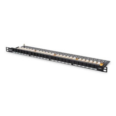 Digitus CAT 6 Patch Panel, nestíněný, 24 portů RJ45 s uzávěrem, 8P8C, LSA, 0,5U, 19 