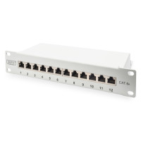 DIGITUS CAT 6A Patch Panel, stíněný, 12-portové pole se štítkem, 1U, 10 