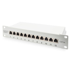 DIGITUS CAT 6A Patch Panel, stíněný, 12-portové pole se štítkem, 1U, 10 