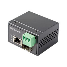 StarTech.com PoE+ Industrial Fiber to Ethernet Media Converter 30W, SFP to RJ45, Singlemode/Multimode Fiber Optic to Copper Gigabit Ethernet, Mini/Compact Size, IP-30/ -40 to +75C, 1Gbps