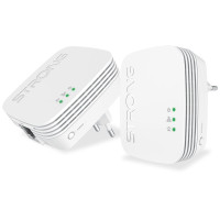 STRONG sada 2 adaptérů Powerline WF 600 DUO MINI/ Powerline 600 Mbit/s Wi-Fi 300 Mbit/s 2x LAN/ bílý