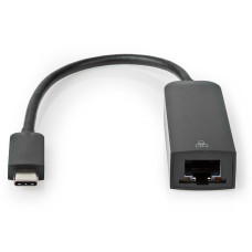 NEDIS kabelový adaptér USB 3.2 Gen 1/ USB-C zástrčka - RJ45 zásuvka/ kulatý/ černý/ 20cm