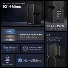 TP-Link Archer BE550 EasyMesh WiFi7 router(BE9300,2,4GHz/5GHz/6GHz,1x2,5GbEWAN,4x2,5GbELAN,1xUSB3.0)