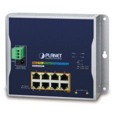 Planet průmyslový plochý switch L2/L3, 8x1Gb, 2xSFP 1/2.5G, PoE 30/240W, dual 48-56VDC, IP30, -40/75°C, fanless