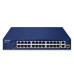 Planet FGSD-2621P PoE switch, 24x100M + 1xGb + 1xSFP, PoE 802.3at 185W, extend mód 10Mb-250m