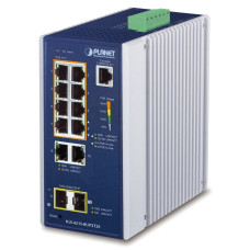 Planet IGS-4215-8UP2T2S průmyslový L2 PoE switch 10x 1Gb, 2x SFP 1Gb, 802.3bt 360W, IP30, -40 až 75°C, 48-54VDC