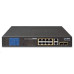 Planet GSD-1222VHP Switch, 8x PoE + 2x 1000Base-T + 2x SFP, LCD,VLAN, extend mód 10Mb do 250m, IEEE 802.3at 120W