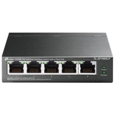 TP-Link TL-SF1005LP switch  5x 10/100Mbps 4x PoE 802.3af (až 15,4W/port) PoE budget 41W