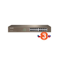 Tenda TEG1016D - 16x Gigabit Switch, Fanless-bez ventilátorů, Rackmount, ochrana proti přepětí