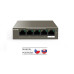 Tenda TEG1105P-4-63W PoE AT switch 4x PoE 802.3af/at, 5x 1 Gb/s, PoE celkem 63W, fanless, PoE+