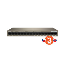 Tenda TEG1016M 16-port Gigabit Switch, 16x 10/100/1000 Mb/s, Fanless, MAC 8K, napájení AC/DC, i zeď