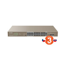 Tenda TEG1126P-24-41410W PoE AT Gigabit switch 24x 1Gb/s PoE 802.3af/at + 2x SFP,PoE 370W, Rackmount