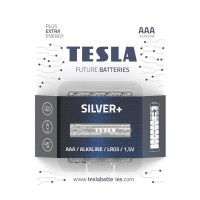 TESLA SILVER+ alkalická baterie AAA (LR03, mikrotužková, blister) 4 ks