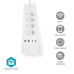 NEDIS Wi-Fi chytrý prodlužovací přívod/ 3x zásuvka typu E/ 16A/ 2x USB-A/ 2x USB-C/ 2m/ Android/ iOS/ bílá