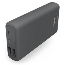 HAMA powerbanka Supreme 20HD, 20000 mAh, 3 A, 3 výstupy: 1x USB-C, 2x USB-A, šedá