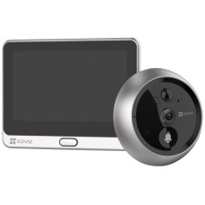 EZVIZ chytrý dveřní videotelefon DP2 2K/ Wi-Fi/ kamera 2304 x 1296/ H.265/ kukátko/ zvonek/ IR do 5m/ PIR/ LCD 4,3