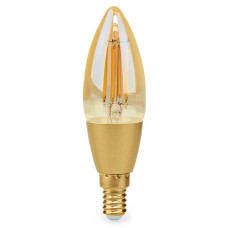 NEDIS Wi-Fi chytrá LED žárovka s vláknem/ E14/ svíčka/ 4,9W/ 230V/ 470lm/ teplá bílá/ 1800 - 3000K/ stmívatelná/ sklo