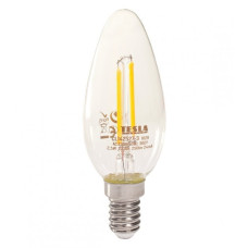 TESLA LED žárovka FILAMENT RETRO svíčka/ E14/ 2,5W/ 230V/ 250lm/ 2700K/ teplá bílá/ čirá