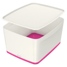LEITZ Úložný box s víkem  MyBox, velikost L, bílá/růžová