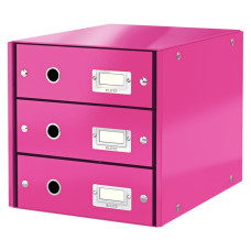 Zásuvkový box Leitz Click&Store, 3 zásuvky, růžová